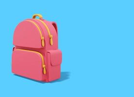 3d rendering. Multicolored school city backpack on blue background with space for text. photo