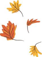 hojas caídas alegres dibujado a mano ilustración de otoño vector