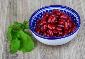 Kidney beans in a bowl on wooden background photo