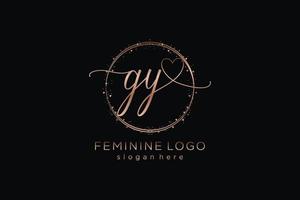 Initial GY handwriting logo with circle template vector logo of initial wedding, fashion, floral and botanical with creative template.