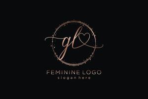 Initial GL handwriting logo with circle template vector logo of initial wedding, fashion, floral and botanical with creative template.