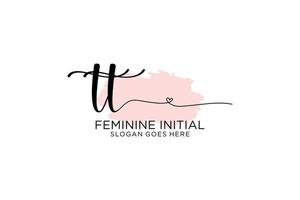 Initial TT beauty monogram and elegant logo design handwriting logo of initial signature, wedding, fashion, floral and botanical with creative template. vector