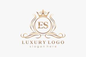 Initial ES Letter Royal Luxury Logo template in vector art for Restaurant, Royalty, Boutique, Cafe, Hotel, Heraldic, Jewelry, Fashion and other vector illustration.