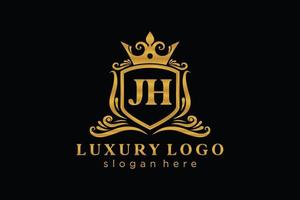 Initial JH Letter Royal Luxury Logo template in vector art for Restaurant, Royalty, Boutique, Cafe, Hotel, Heraldic, Jewelry, Fashion and other vector illustration.