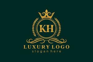 Initial KH Letter Royal Luxury Logo template in vector art for Restaurant, Royalty, Boutique, Cafe, Hotel, Heraldic, Jewelry, Fashion and other vector illustration.