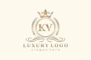 Initial KV Letter Royal Luxury Logo template in vector art for Restaurant, Royalty, Boutique, Cafe, Hotel, Heraldic, Jewelry, Fashion and other vector illustration.