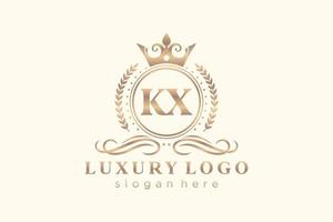 Initial KX Letter Royal Luxury Logo template in vector art for Restaurant, Royalty, Boutique, Cafe, Hotel, Heraldic, Jewelry, Fashion and other vector illustration.