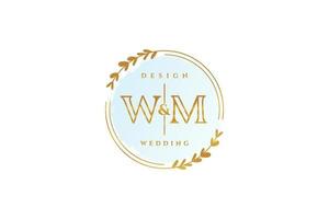 monograma de belleza wm inicial y diseño de logotipo elegante logotipo de escritura a mano de firma inicial, boda, moda, floral y botánica con plantilla creativa. vector