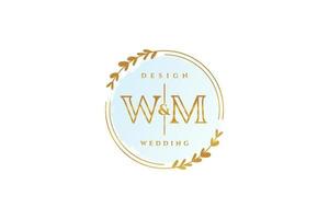 Initial WM beauty monogram and elegant logo design handwriting logo of initial signature, wedding, fashion, floral and botanical with creative template. vector