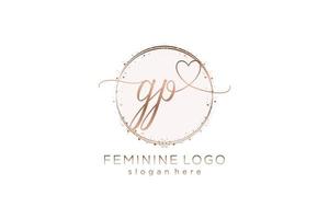 Initial GP handwriting logo with circle template vector logo of initial wedding, fashion, floral and botanical with creative template.