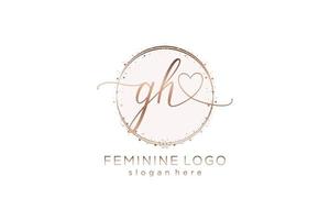 Initial GH handwriting logo with circle template vector logo of initial wedding, fashion, floral and botanical with creative template.