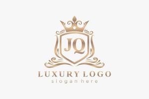 Initial JQ Letter Royal Luxury Logo template in vector art for Restaurant, Royalty, Boutique, Cafe, Hotel, Heraldic, Jewelry, Fashion and other vector illustration.