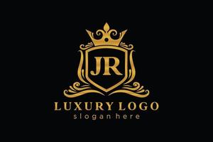 Initial JR Letter Royal Luxury Logo template in vector art for Restaurant, Royalty, Boutique, Cafe, Hotel, Heraldic, Jewelry, Fashion and other vector illustration.