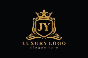 Initial JY Letter Royal Luxury Logo template in vector art for Restaurant, Royalty, Boutique, Cafe, Hotel, Heraldic, Jewelry, Fashion and other vector illustration.