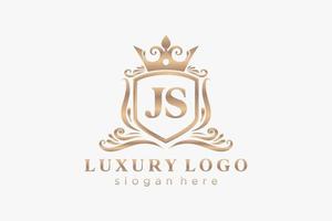 Initial JS Letter Royal Luxury Logo template in vector art for Restaurant, Royalty, Boutique, Cafe, Hotel, Heraldic, Jewelry, Fashion and other vector illustration.