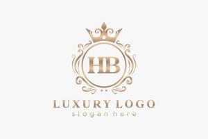 Initial HB Letter Royal Luxury Logo template in vector art for Restaurant, Royalty, Boutique, Cafe, Hotel, Heraldic, Jewelry, Fashion and other vector illustration.