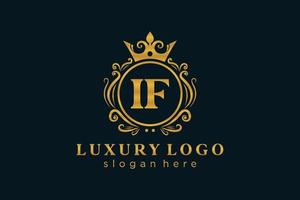 Initial IF Letter Royal Luxury Logo template in vector art for Restaurant, Royalty, Boutique, Cafe, Hotel, Heraldic, Jewelry, Fashion and other vector illustration.