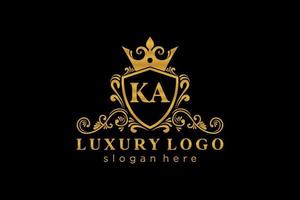 Initial KA Letter Royal Luxury Logo template in vector art for Restaurant, Royalty, Boutique, Cafe, Hotel, Heraldic, Jewelry, Fashion and other vector illustration.