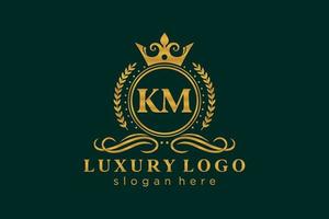 Initial KM Letter Royal Luxury Logo template in vector art for Restaurant, Royalty, Boutique, Cafe, Hotel, Heraldic, Jewelry, Fashion and other vector illustration.