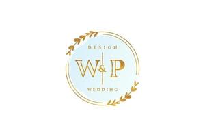 Initial WP beauty monogram and elegant logo design handwriting logo of initial signature, wedding, fashion, floral and botanical with creative template. vector