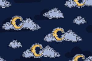 patrón mágico de la estrella de la noche de la luna mágica vector