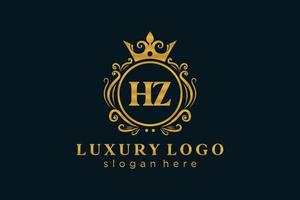 Initial HZ Letter Royal Luxury Logo template in vector art for Restaurant, Royalty, Boutique, Cafe, Hotel, Heraldic, Jewelry, Fashion and other vector illustration.