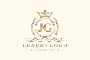 Initial JG Letter Royal Luxury Logo template in vector art for Restaurant, Royalty, Boutique, Cafe, Hotel, Heraldic, Jewelry, Fashion and other vector illustration.