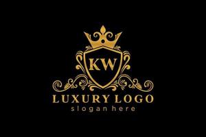Initial KW Letter Royal Luxury Logo template in vector art for Restaurant, Royalty, Boutique, Cafe, Hotel, Heraldic, Jewelry, Fashion and other vector illustration.