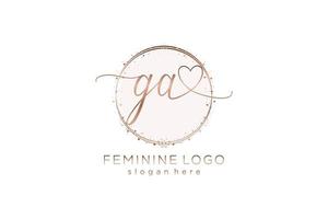 logotipo inicial de escritura a mano ga con plantilla de círculo logotipo vectorial de boda inicial, moda, floral y botánica con plantilla creativa. vector