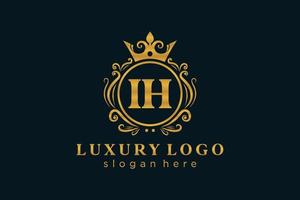 plantilla de logotipo de lujo real de letra ih inicial en arte vectorial para restaurante, realeza, boutique, cafetería, hotel, heráldica, joyería, moda y otras ilustraciones vectoriales. vector