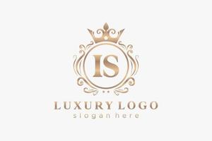 Initial IS Letter Royal Luxury Logo template in vector art for Restaurant, Royalty, Boutique, Cafe, Hotel, Heraldic, Jewelry, Fashion and other vector illustration.