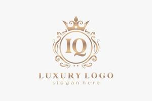 Initial IQ Letter Royal Luxury Logo template in vector art for Restaurant, Royalty, Boutique, Cafe, Hotel, Heraldic, Jewelry, Fashion and other vector illustration.