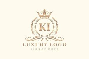 Initial KI Letter Royal Luxury Logo template in vector art for Restaurant, Royalty, Boutique, Cafe, Hotel, Heraldic, Jewelry, Fashion and other vector illustration.