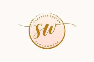 Initial SW handwriting logo with circle template vector signature, wedding, fashion, floral and botanical with creative template.