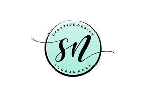 Initial SN handwriting logo with circle template vector signature, wedding, fashion, floral and botanical with creative template.