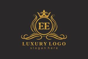 plantilla de logotipo de lujo real con letra ee inicial en arte vectorial para restaurante, realeza, boutique, cafetería, hotel, heráldica, joyería, moda y otras ilustraciones vectoriales. vector