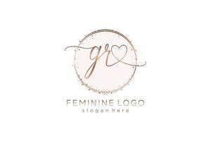 Initial GR handwriting logo with circle template vector logo of initial wedding, fashion, floral and botanical with creative template.