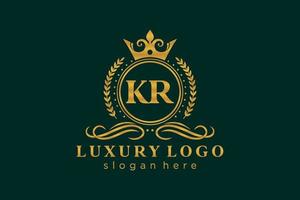 Initial KR Letter Royal Luxury Logo template in vector art for Restaurant, Royalty, Boutique, Cafe, Hotel, Heraldic, Jewelry, Fashion and other vector illustration.