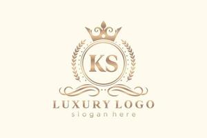 Initial KS Letter Royal Luxury Logo template in vector art for Restaurant, Royalty, Boutique, Cafe, Hotel, Heraldic, Jewelry, Fashion and other vector illustration.