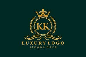 Initial KK Letter Royal Luxury Logo template in vector art for Restaurant, Royalty, Boutique, Cafe, Hotel, Heraldic, Jewelry, Fashion and other vector illustration.