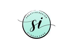 Initial SI handwriting logo with circle template vector signature, wedding, fashion, floral and botanical with creative template.