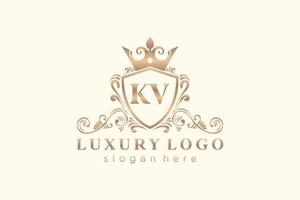 Initial KV Letter Royal Luxury Logo template in vector art for Restaurant, Royalty, Boutique, Cafe, Hotel, Heraldic, Jewelry, Fashion and other vector illustration.