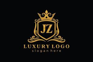Initial JZ Letter Royal Luxury Logo template in vector art for Restaurant, Royalty, Boutique, Cafe, Hotel, Heraldic, Jewelry, Fashion and other vector illustration.