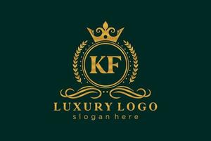 Initial KF Letter Royal Luxury Logo template in vector art for Restaurant, Royalty, Boutique, Cafe, Hotel, Heraldic, Jewelry, Fashion and other vector illustration.