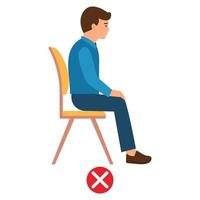 Correct sitting position. Medical infographics with a child's spine sitting correctly on a chair. Vector illustration isolated