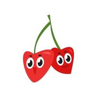 cherry fruit cute character. isolated on a white background. suitable for mascot, children's book, icon, t-shirt design etc. fruit, food, vegetarian, health concept. flat vector design illustration