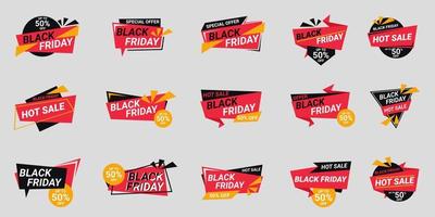 Set of Black Friday Sale Sticker icon badges vector