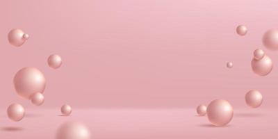 3d realistic illustration of pink ball horizontal background vector