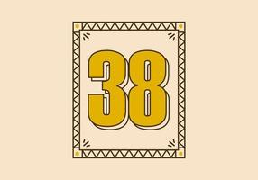 Vintage rectangle frame with number 38 on it vector