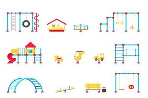 Kids playground. Set of playing equipment elements. City park concept. Vector illustration